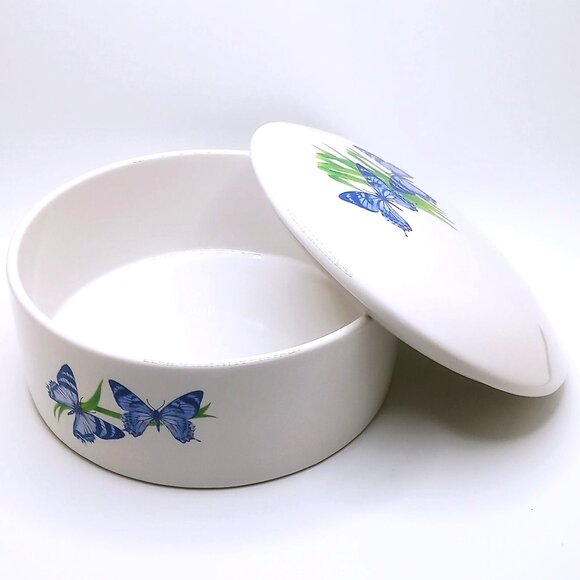 Vintage FTD Butterfly Ceramic Trinket Storage Jewelry Container with Lid 3" Tall - Picture 5 of 14